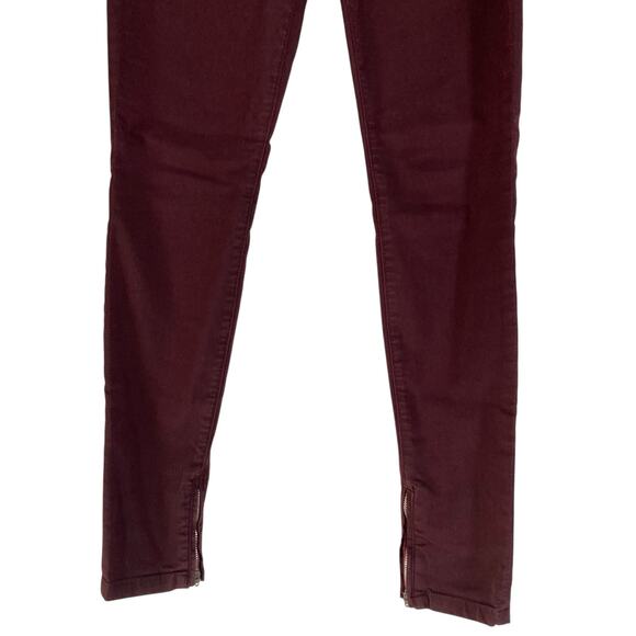 Vince Calgary Dark Raisin Maroon Zip Leg Skinny Low Rise Tailored Jeans Size 27 - Picture 10 of 16